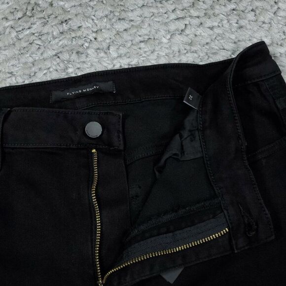 Flying Monkey High Rise Flare Jeans Black Buckle Size 32 x 36 Raw Hem Stretch - Picture 4 of 7